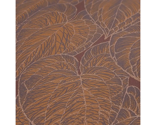 Nahaufnahme einer braunen Vinyltapete mit Blattmuster