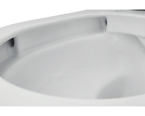 Innenansicht eines weißen Wand-Tiefspül-WCs aus Keramik