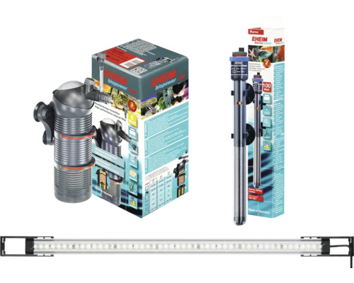 Aquarium Zubehör Set mit Innenfilter, Heizstab und LED Leiste