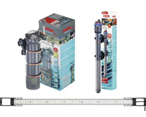 Kit d''aquarium avec filtre interne, chauffage d''aquarium et lampe LED