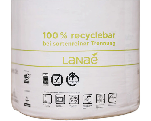LaNae Dämmwolle Rolle mit dem Hinweis 100 Prozent recyclebar