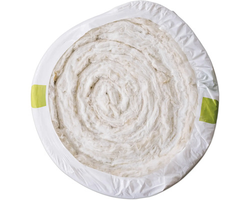 Rolle aus Dämmwolle in Plastikverpackung