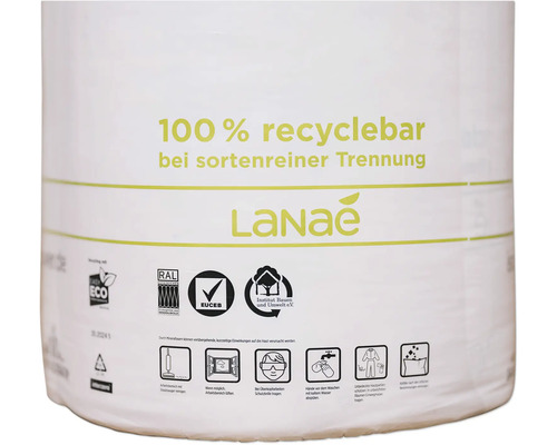 LaNae Verpackung mit Aufschrift 100 Prozent recyclebar und verschiedenen Siegeln