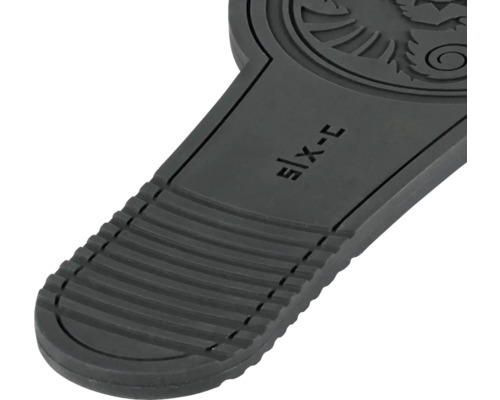 Vue détaillée d''une semelle de chaussure noire SIX-C avec profil
