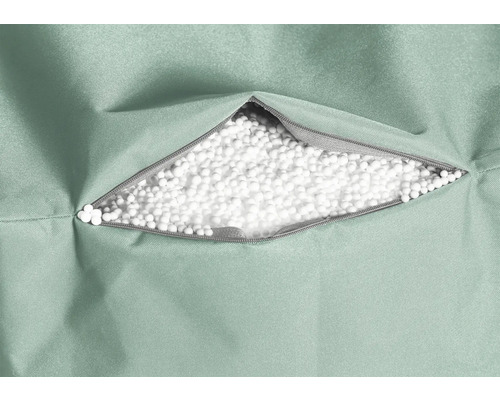 Sitzsack mit Füllung durch Reißverschluss sichtbar