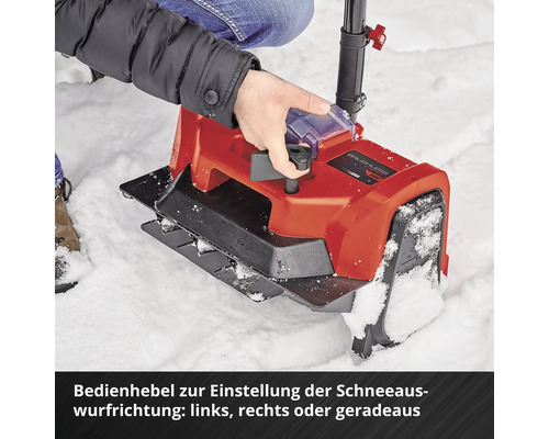 Bedienhebel zur Einstellung der Schneeauswurfrichtung einer Schneefräse.