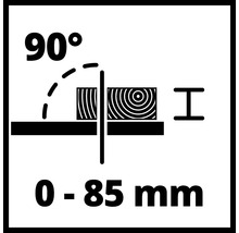 Symbole pour un angle de coupe de 90 degrés et une hauteur de coupe de 0 à 85 millimètres