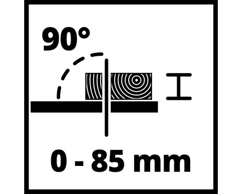 Symbole pour un angle de coupe de 90 degrés et une hauteur de coupe de 0 à 85 millimètres