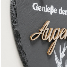 Plaque décorative en ardoise avec inscription en bois et motif de cerf