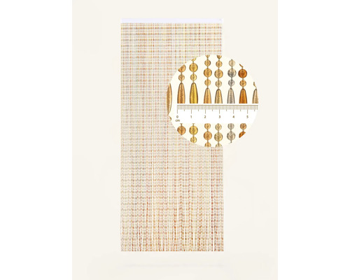 Rideau en perles dorées et argentées