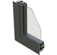 Vue de profil d''une fenêtre avec cadre en aluminium et verre
