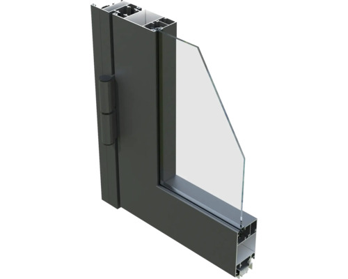 Profilé de fenêtre avec verre et ferrures