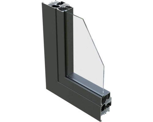 Querschnitt einer Fenster mit Aluminiumrahmen und Glas