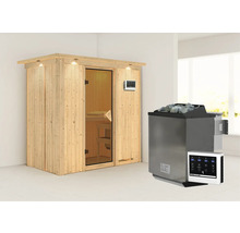 Sauna avec poêle de sauna et unité de commande