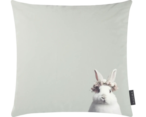 Coussin avec motif de lapin et couronne de fleurs