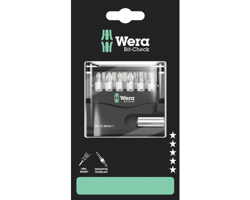Wera Bit-Check avec douze embouts et aimant annulaire