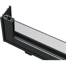 Coupe transversale d''un cadre de fenêtre avec verre