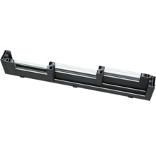 Schnittansicht eines schwarzen Aluminiumfensterrahmens mit Glas