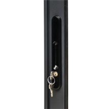 Poignée de porte noire avec clé dans la serrure