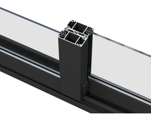 Vue détaillée d''un châssis de fenêtre en aluminium noir avec verre