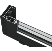 Profilquerschnitt eines Fensterrahmens mit Doppelverglasung