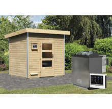 Außensauna mit Saunaofen und Saunasteuerung im Garten