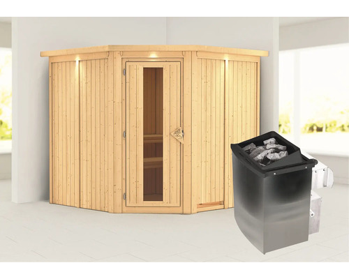 Innensauna aus Holz mit Saunaofen