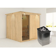 Sauna mit Saunaofen und Glasfront