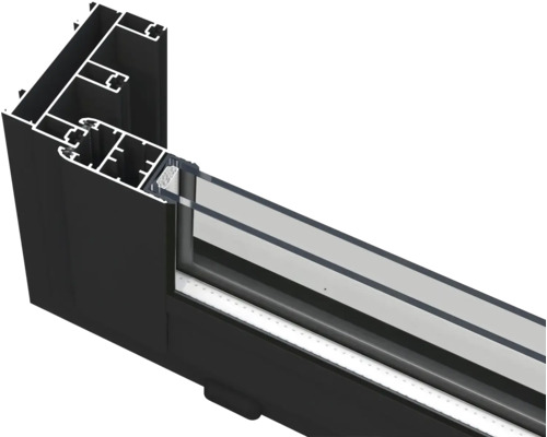Detailansicht eines Fensterprofils aus Aluminium