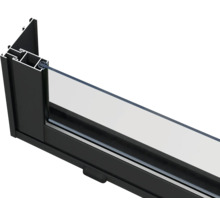 Schnittansicht eines Fensterprofils mit Glas
