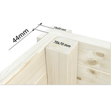 Vue détaillée d''une construction en bois avec des indications de mesure