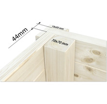 Gros plan d''une construction en bois avec les dimensions des poutres en bois