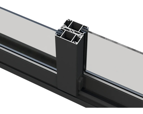 Detailansicht eines Fensterrahmens aus Aluminium mit Glas