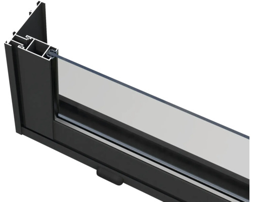 Querschnitt eines Fensters mit Rahmen und Glas