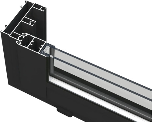 Fensterprofil aus Aluminium mit Glas