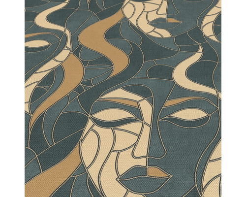 Papier peint avec motif abstrait de visage de femme