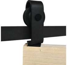 Schiebetürbeschlag aus Metall auf Holz