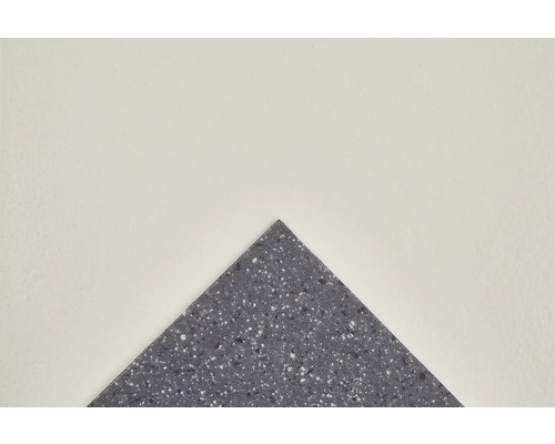 Nahaufnahme einer grauen Vinylfliese mit gesprenkeltem Muster.