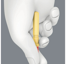 Hand hält Schraubendreher