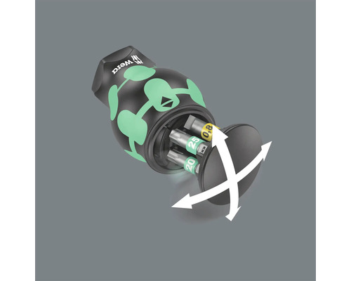 Boîtier de rangement de bits Wera avec plusieurs embouts et mécanisme rotatif