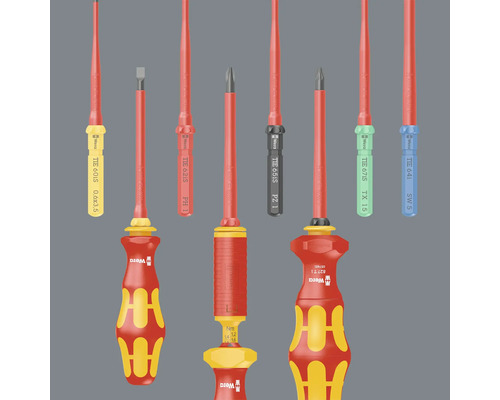 Tournevis isolés différents de Wera pour travaux électriques
