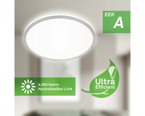Runde Deckenleuchte mit Energieeffizienzklasse A, 4000 Kelvin neutralweißes Licht und Ultra Efficient Siegel