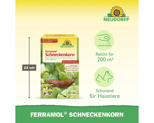 Ferramol Schneckenkorn Packung, 23 cm hoch, zur Bekämpfung von Nacktschnecken an Gemüse, Erdbeeren und Zierpflanzen