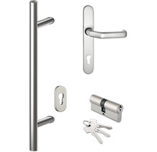 Ensemble de ferrures de porte avec poignée de porte, rosace de clé, cylindre profilé et clés