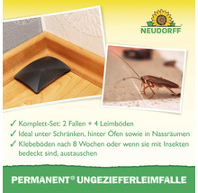 Neudorff Logo. Permanent Ungezieferleimfalle komplett Set mit zwei Fallen und vier Leimböden. Ideal unter Schränken, hinter Öfen sowie in Nassräumen.