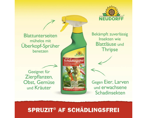 Neudorff Spruzit Schädlingsfrei AF zur Bekämpfung von Insekten, Eiern und Larven an Zierpflanzen, Obst, Gemüse und Kräutern