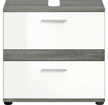 Meuble sous-lavabo avec deux tiroirs et aspect bois