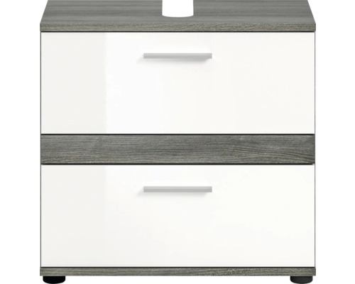 Meuble sous-lavabo avec deux tiroirs et aspect bois