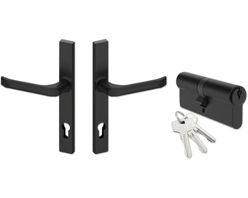 Set de garnitures de porte avec jeu de béquilles, cylindre et clés