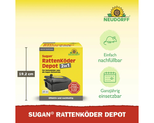 Neudorff Sugan Rattenköder Depot 2in1 Packung mit einer Höhe von 19,2 cm